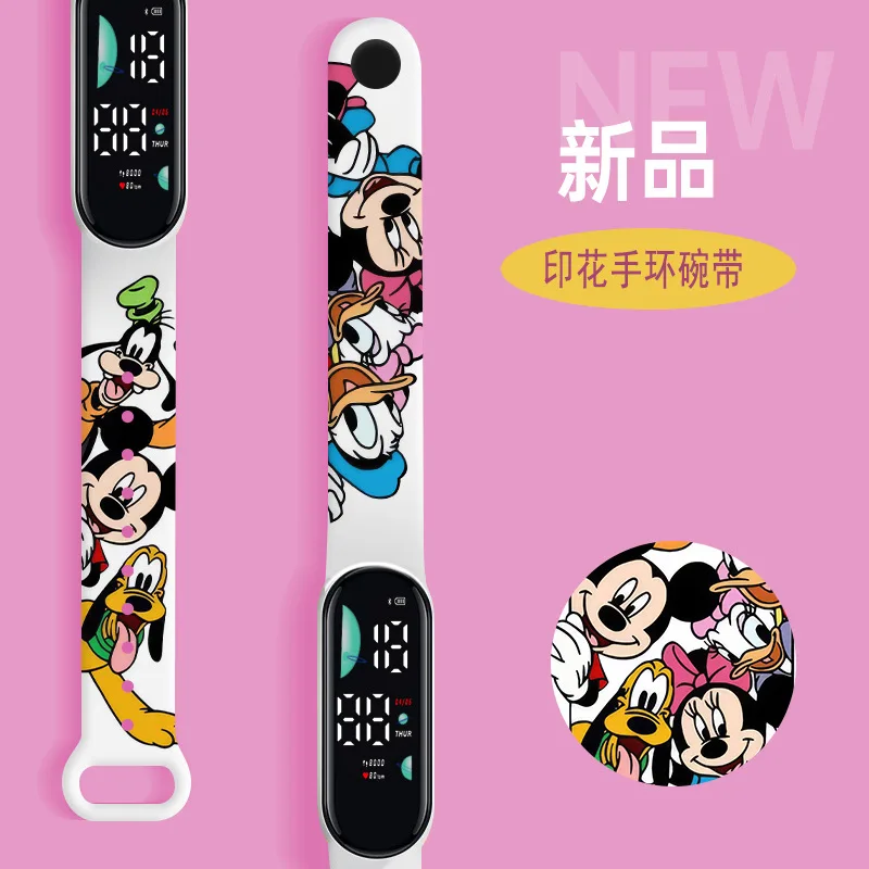 Mickey Minnie Cartoon Kids Watch Disney Series Anime figure Print Waterproof Electronic Sports Watch boys girls birthday gifts 4