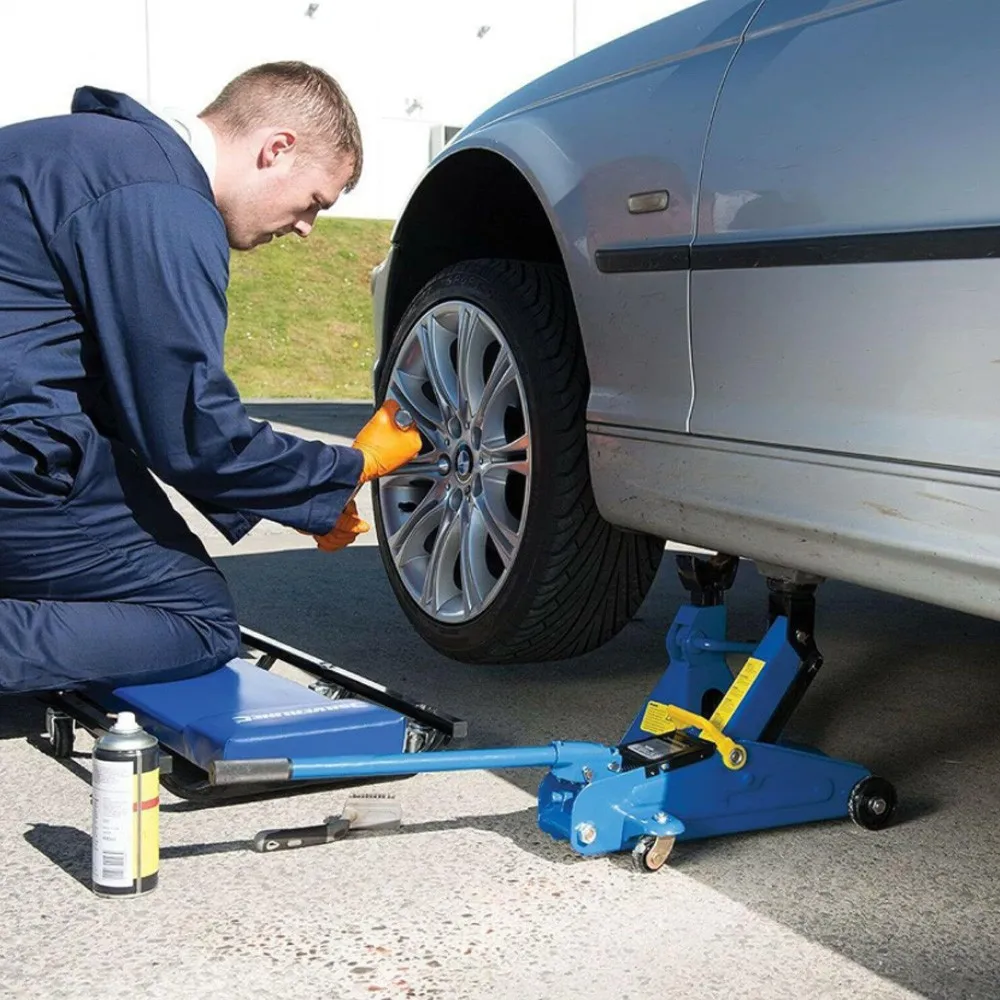 DayPlus 2Tonne Hydraulic Trolley Steel Jack,Flat Lifting Height 135-320 mm,360° Wheels Car Lifter, Axle Stand for Home,Workshop
