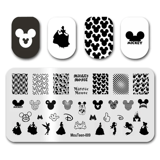 Nail Art Stamp MouTeen071 Cartoon Gesture Finger Nail Plates Stamp King Manicure Set For Nail Art Stamping 3