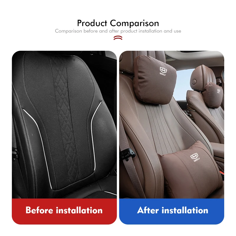 Geely Monjaro Atlas Tugella 기하학 C 쿨레이 엠그랑 ec용 가죽 자동차 레스트 목 베개, 등받이 쿠션 시트 허리 지지대