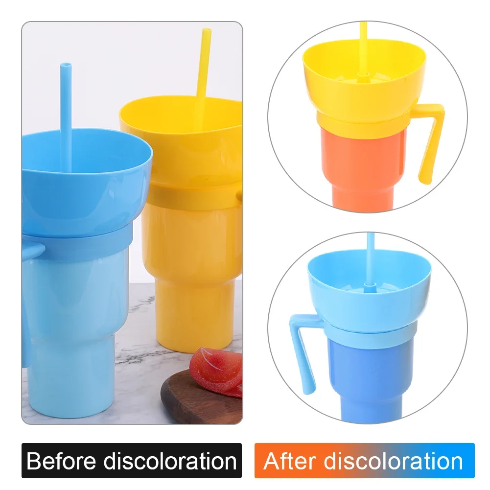 1000ml 2 in 1 snack bowl drink cup with straw stadium tumbler popcorn beverage color changing for cinema home