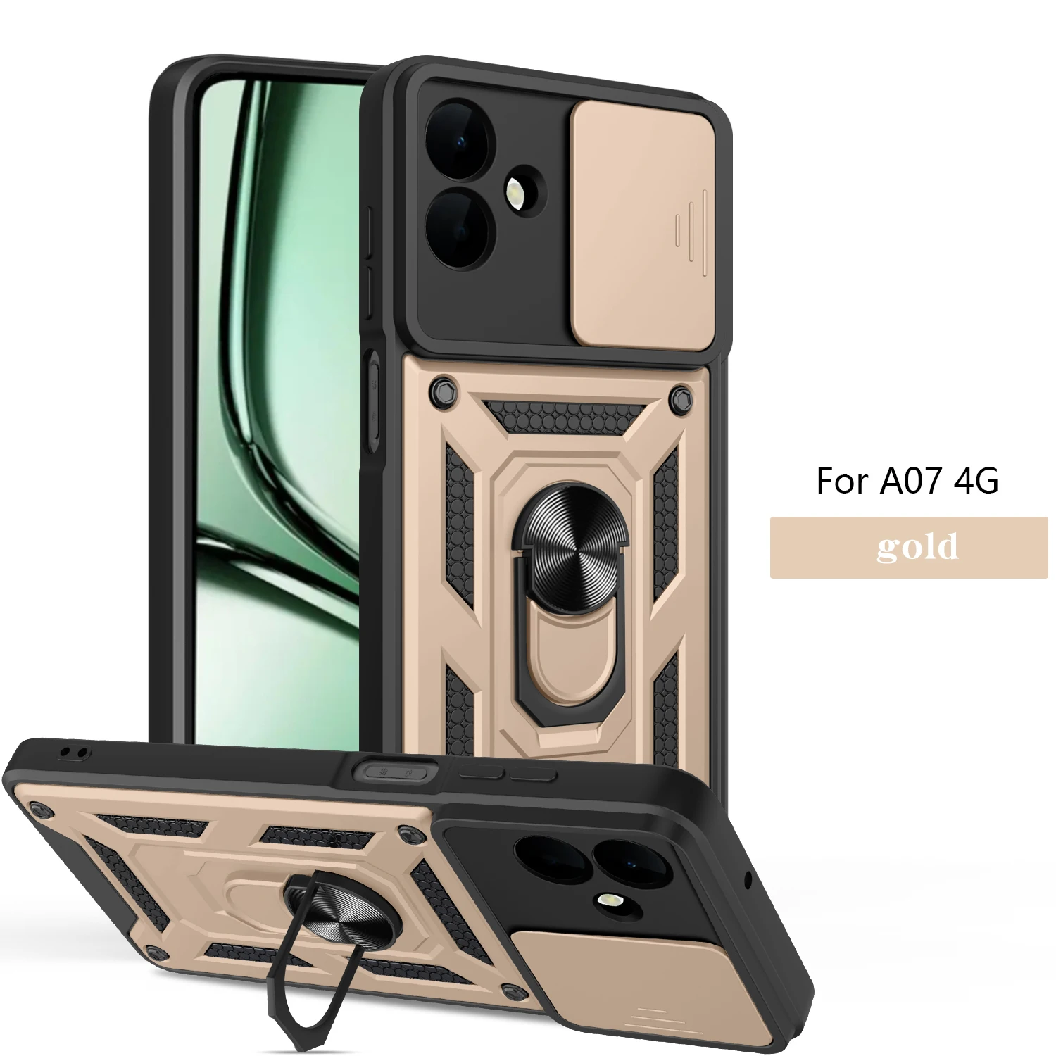 Armored Protective Phone Case with Magnetic Ring and Camera Protection