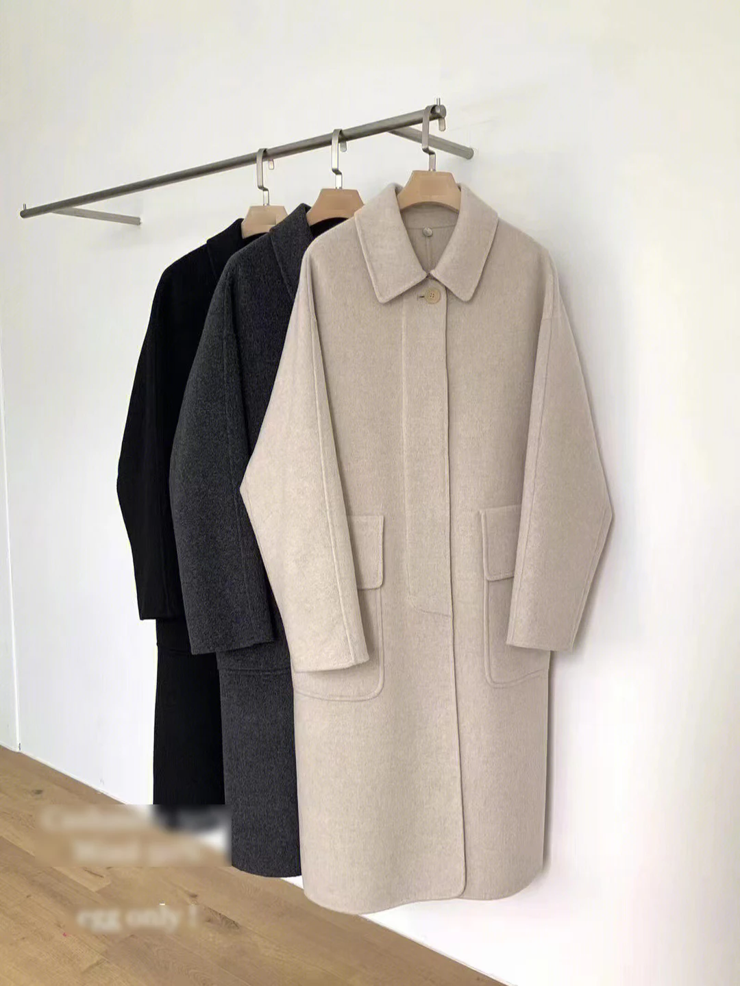 

Женское шерстяное пальто, толстое пальто из смешанной шерсти с отложным воротником и длинными рукавами, A240, Осень-зима 2023