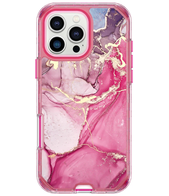 Electroplated 3-in-1 IMD Striped Hard Silicone Case