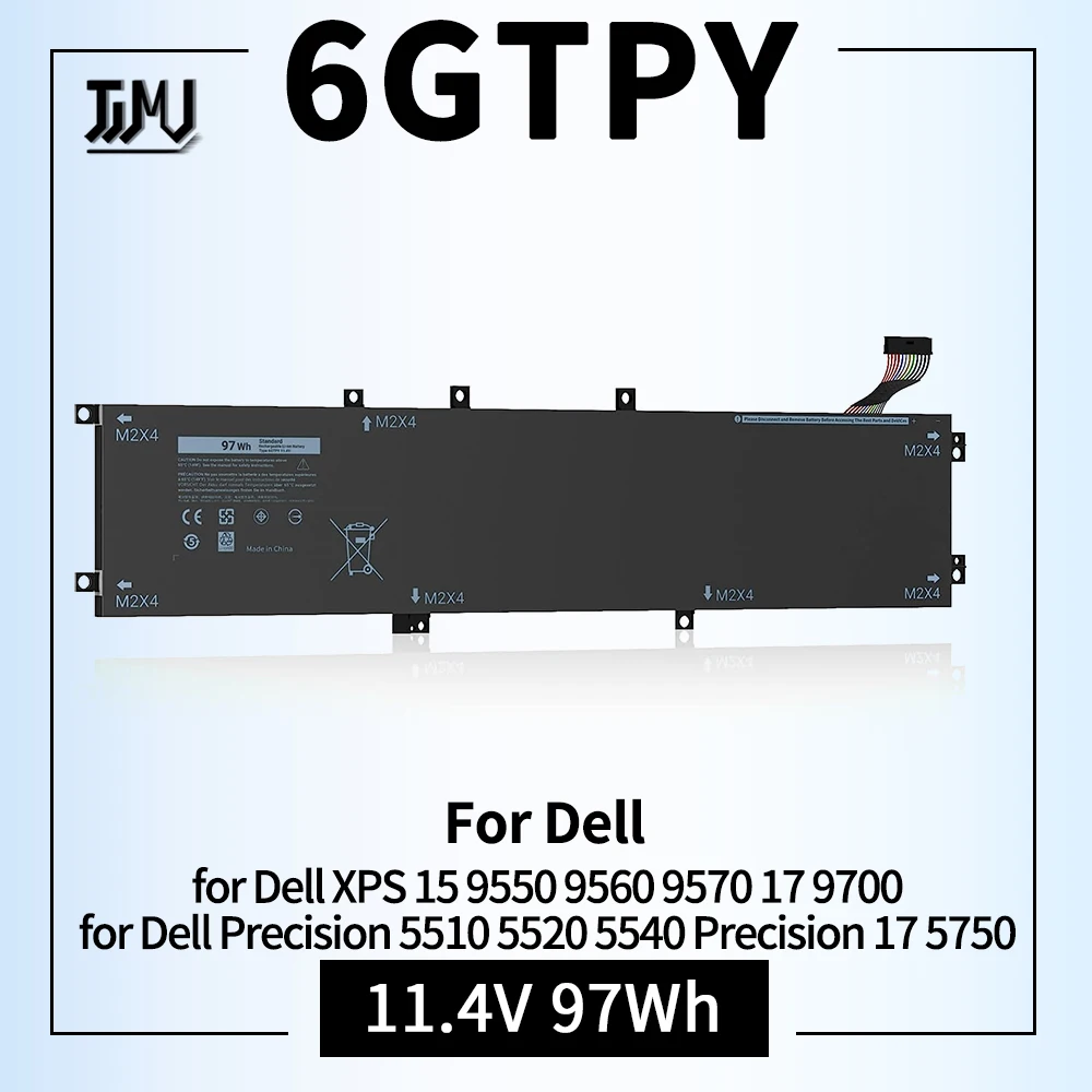 6 batteria GTPY per Dell XPS 15 9560 9570 9550 7590 P56F001 precisione 5510 5520 5530 5540 M5520 M5510 sostituzione Vostro 7500 7590