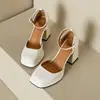 ANOVISHANA Brand Women Pumps Square Toe Block Heels 9cm Buckle Strap Big Size 45 46 Mary Janes Party Wedding Shoes 32 33 3