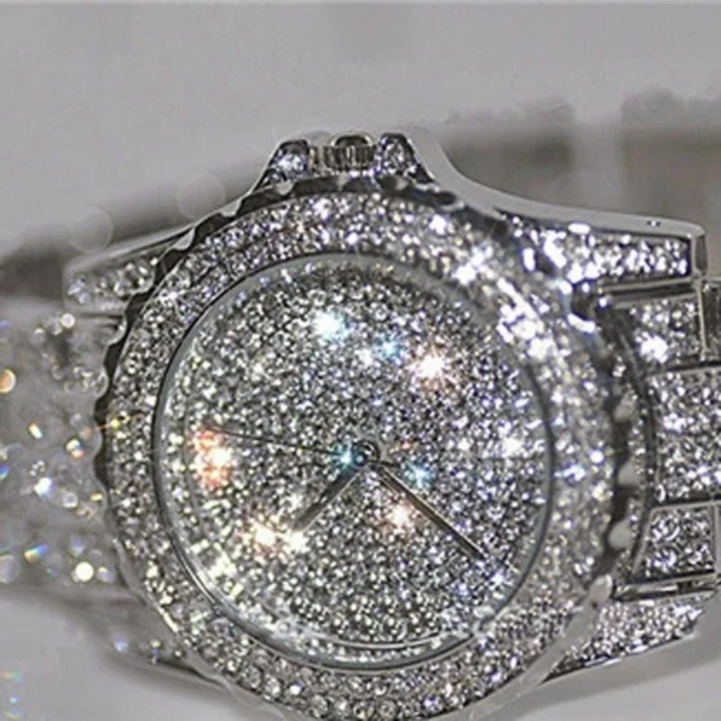 Women Watches Electronic Watch Luxury Women Watch with Full Diamond Elegant Brand Quartz Steel Bracelet Watches Ladies Zircon Crystal Fashion Wristwatch Clock