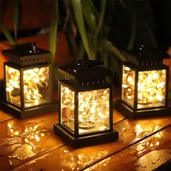 Solar Palace Lantern Outdoor Lights - Decorative Hanging Candle Lamp for Lawn, Landscape, and Garden (Led string)