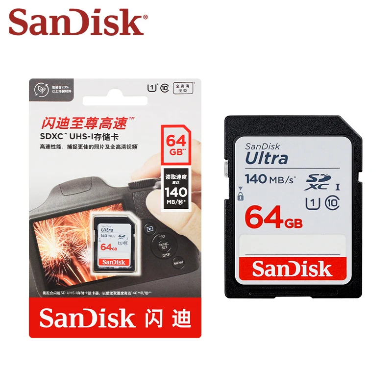 SanDisk-カメラ用の高速フラッシュメモリカード,u1,c10,ultra 32GB
