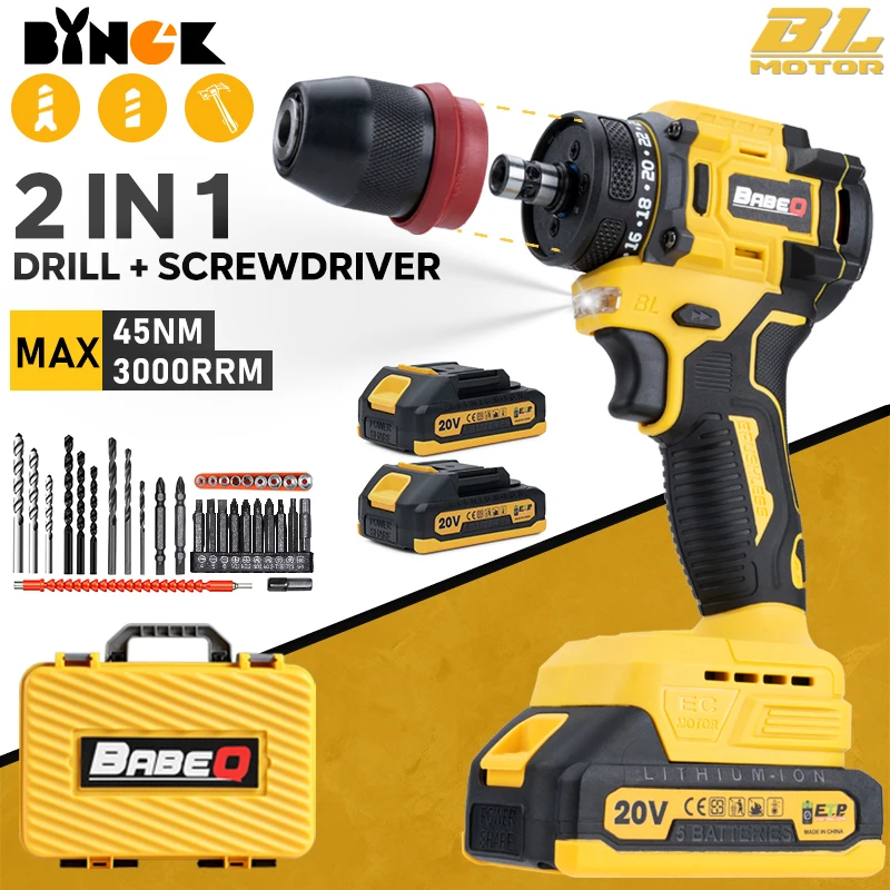 10MM Brushless ไฟฟ้าเจาะชุดไขควงเจาะมือ 24 + 2 แรงบิดสว่านไร้สายแบตเตอรี่ลิเธียม DIY เจาะเครื่อง 1