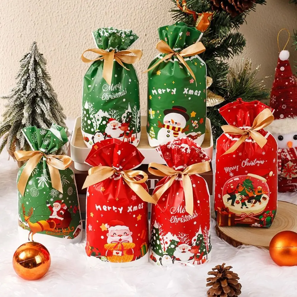 

50PCS Santa Claus Xmas Candy Bags Home Decoration Snowflakes Merry Christmas Biscuit Bags Snowmen Candy Treat Bag Christmas