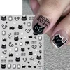 Kawaii Little Black Cat Nail Stickers Cartoon Cute Cat Stars Letters Nail Sliders Y2K Korean Japanese Nail Art Manicure Decors 2