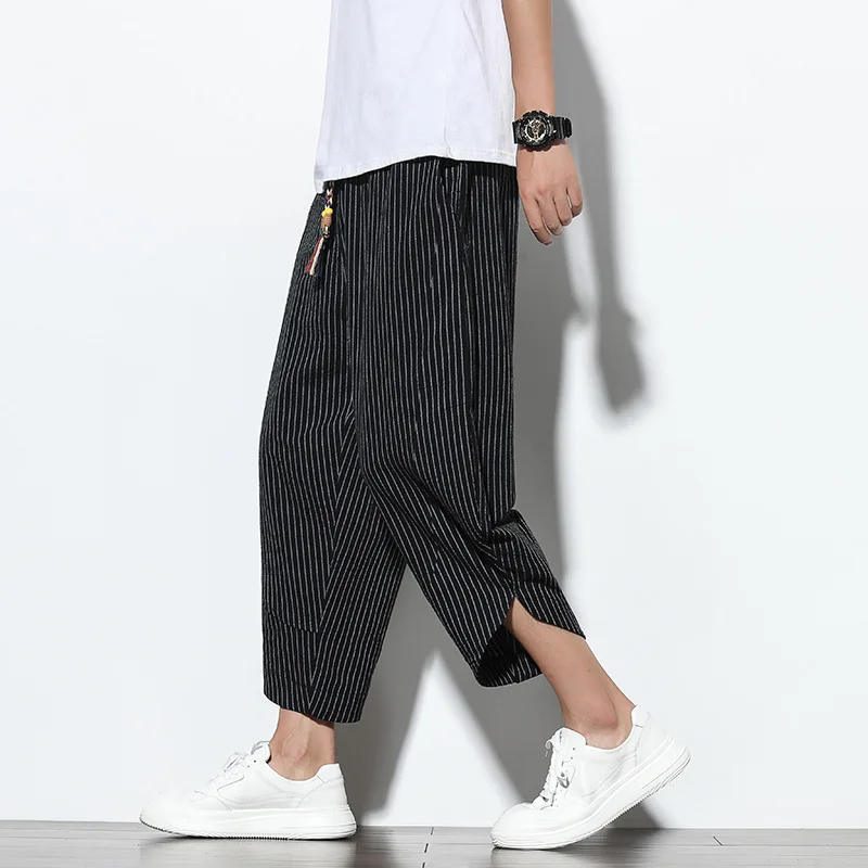

New Casual Pants Thin Breathable Imitation Linen Casual Crotch Large Size Cotton And Linen Printed Long Pants 5XL