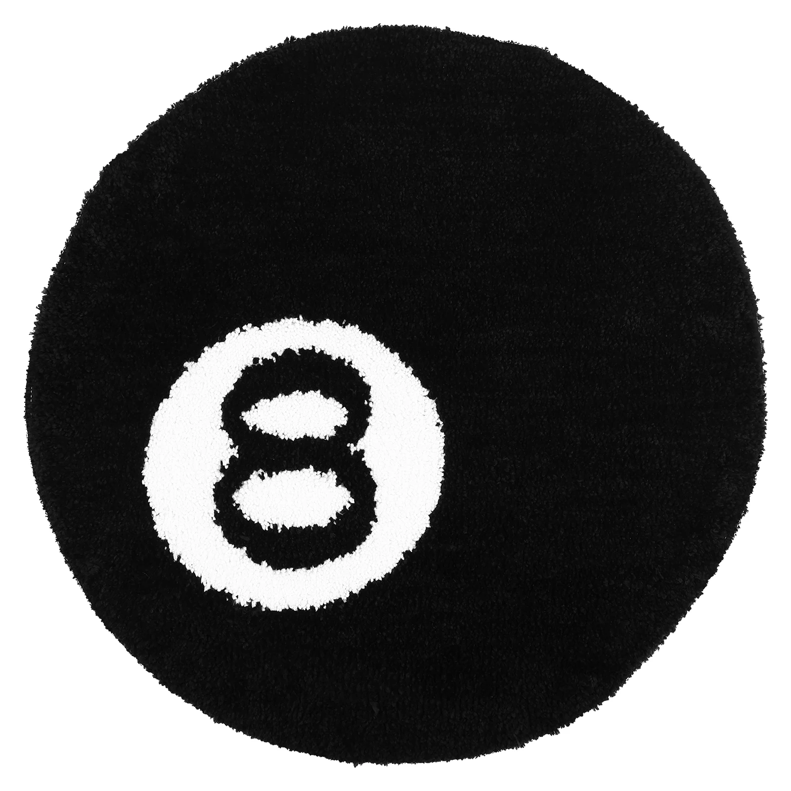 

8 Ball Rug 23.6x23.6inch Black Round 8 Ball Carpet Non-Slip Flocking Floor Rug Absorbent Black Circle Rugs Soft Comfortable