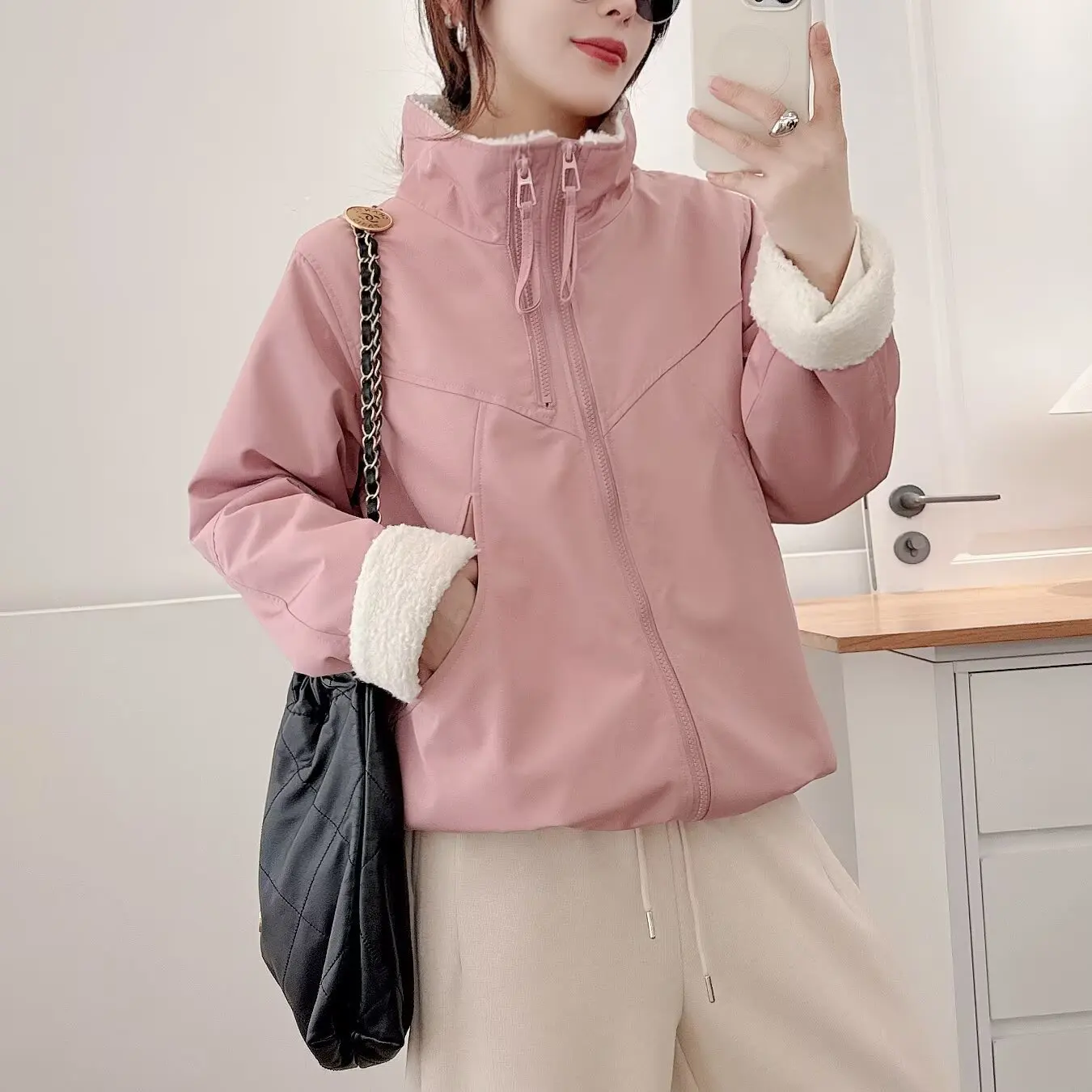 XXXXL Fashion Plus Size Women's Parkas 2025 Winter Korean Style stand-up Collar Windproof Fleece Jacket 548