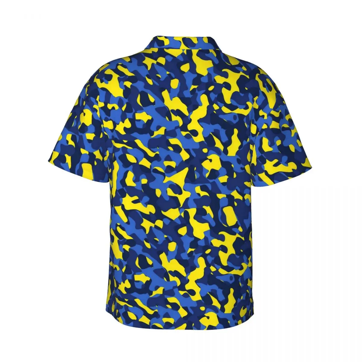 Camo Print Vacation Shirt Blue Yellow Camouflage Hawaiian Casual Shirts Man Elegant Blouses Short-Sleeve Stylish Design Tops 4