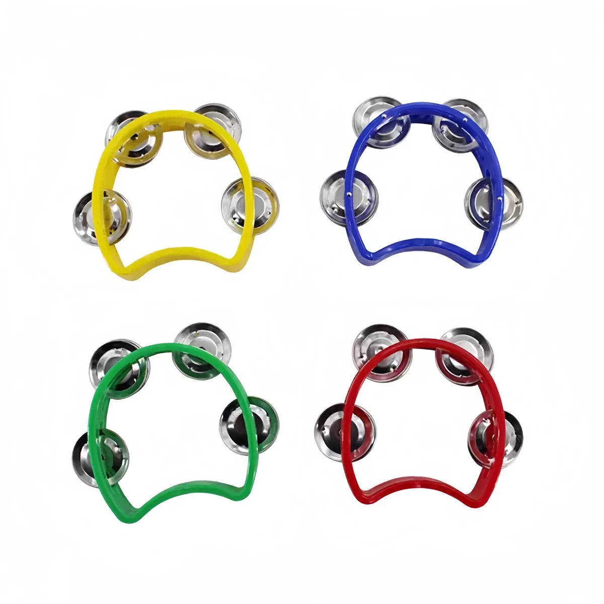 Hand Held Tambourine Metal Bells Plastic Rattle Percussion Musical Instrument Toys 10cm Diameter