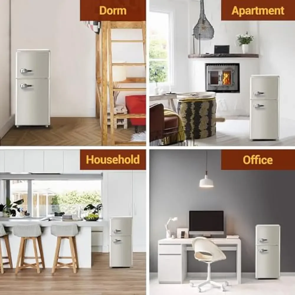 Innovative Double Door Mini Fridge Freezer Combo with Adjustable Temperature Control Glass Shelves Ice Trays Kitchen Office 4 Innovative Double Door Mini Fridge Freezer Combo with Adjustable Temperature Control Glass Shelves Ice Trays Kitchen Office 4