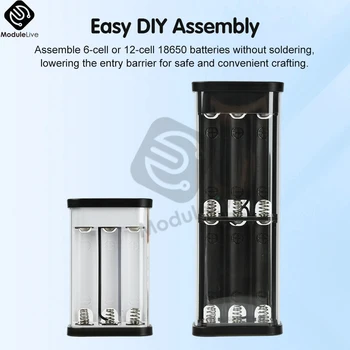 Scatola di immagazzinaggio batteria 6x12x18650 Custodia per banca di potere fai-da-te Display digitale Caricatore rapido doppio USB Tipo C Interfaccia Custodia per batteria