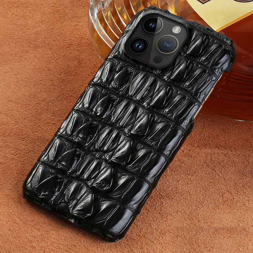 

Fran-ht1 Genuine Crocodile Leather Phone Case For iPhone 11 12 13 14 Pro Max 12 Mini XR X XS 6 6S 7 8 Plus SE 2020 Back Cover