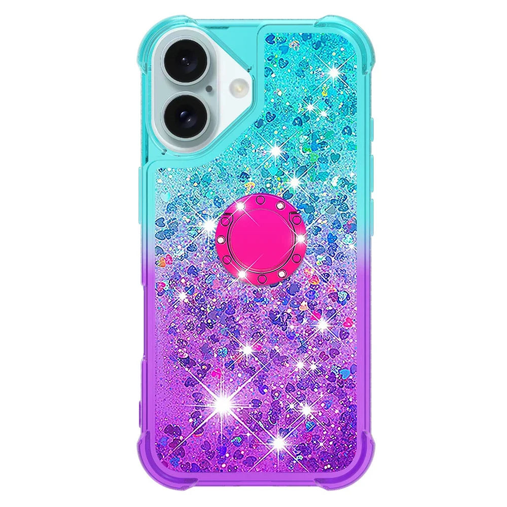 Liquid Quicksand Bling Sequins Phone Case with Ring Holder Cover