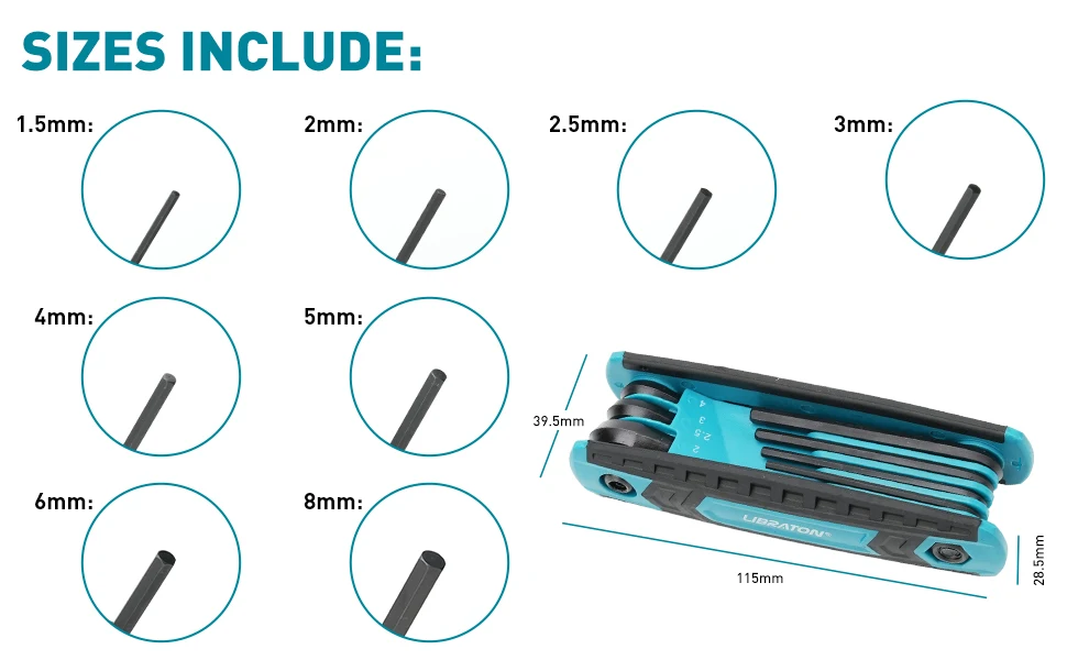 Description Picture 4 of itemLIBRATON 8 in 1 Folding Allen Wrench Set Metric Allen Key Set Tool Or Folding Tamper Proof Torx Key Set Portable Star Wrench Kit