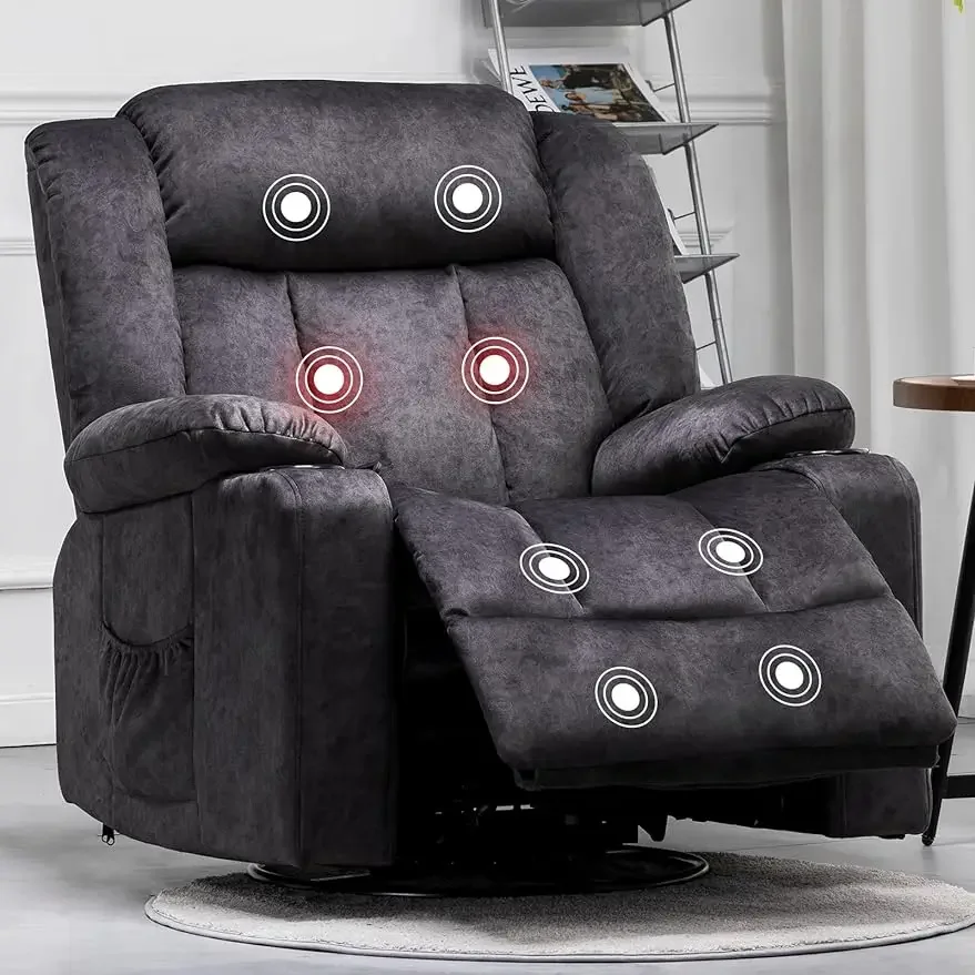 

Recliner Chair Massage Rocker with Heated 360 Degree Swivel Lazy Boy Recliner Single Sofa Seat with Cup Holders for Living Room