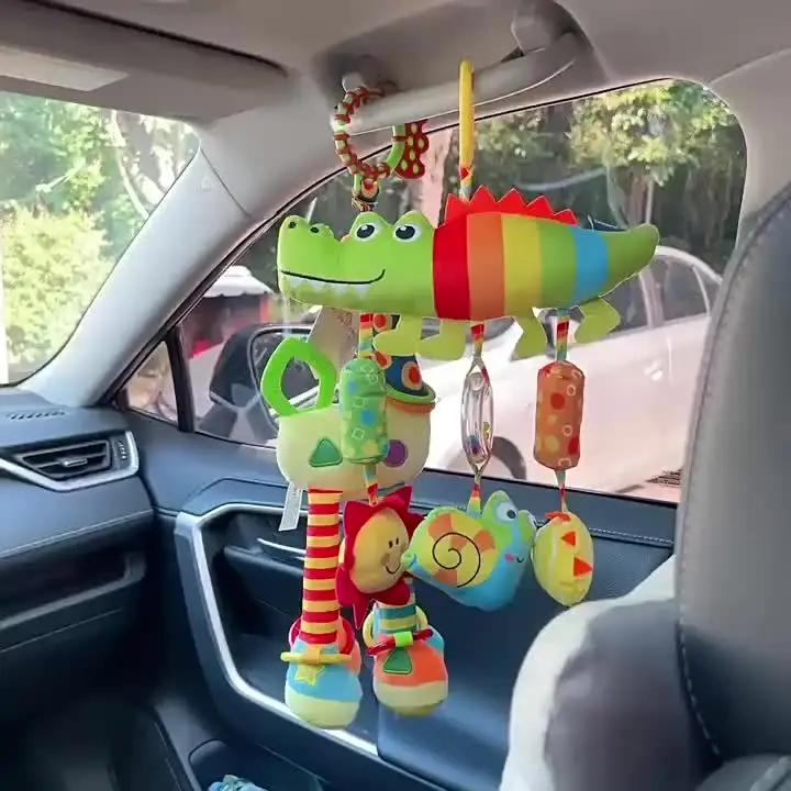 Giocattolo Sensoriale Per Seggiolino Auto - Attività Neonato Con Pendenti E Specchio (37x32 Cm) - 2