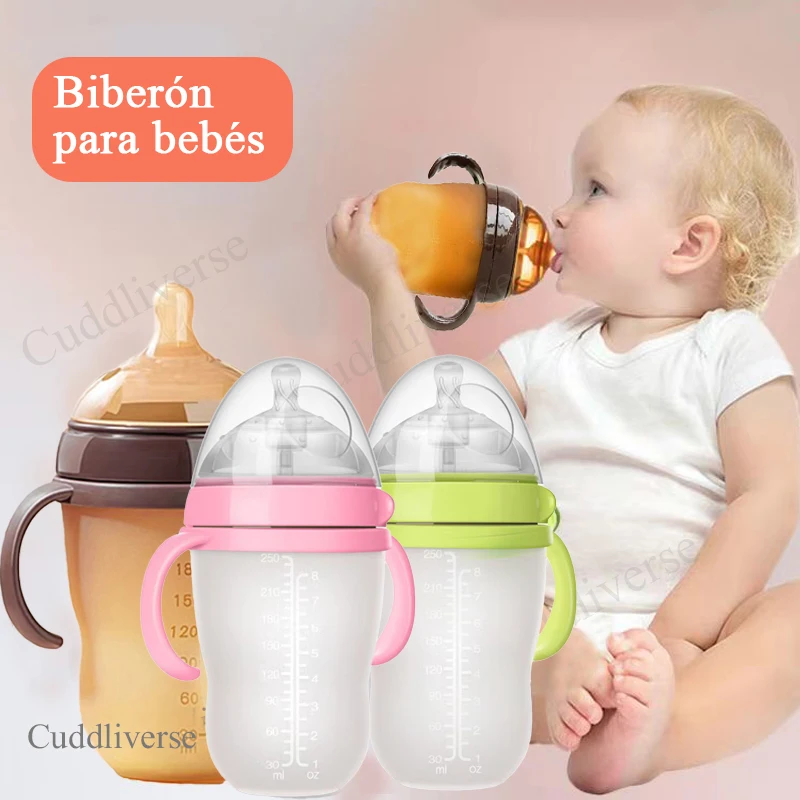 150ml-240ml Newborn Baby Nano-silver Silicone Bottle Imitation Breastmilk Design Anti-drop Anti-colic Feeding Bottle