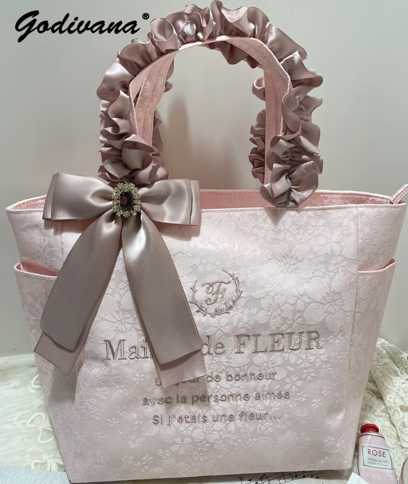 tecido-personalizado-japones-rosa-impresso-cherry-blossom-tote-bolsas-portateis-bolsa-de-ombro-com-babados-lancheira-feminina