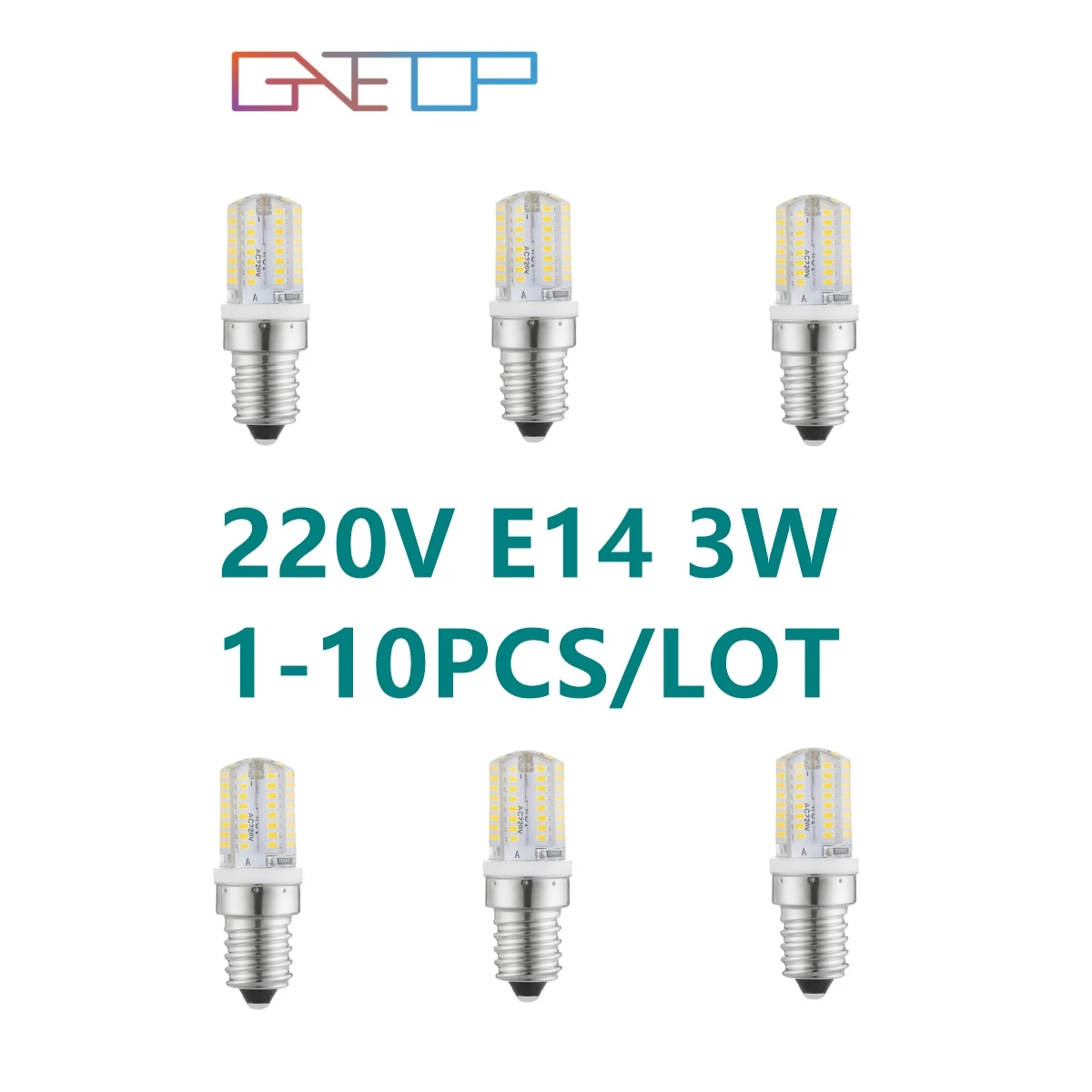 

1-10PCS LED Mini Corn Bulb silica gel material 64 LEDs 3W AC 220V E14 Lampada LED Lamp Chandelier Candle LED Light Bombilla