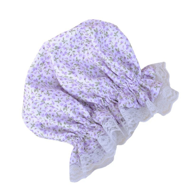 XXFE Kids Baby Girl Bonnet Sleep Floral Print Ruffle Lace Trim Beanie Night Hat