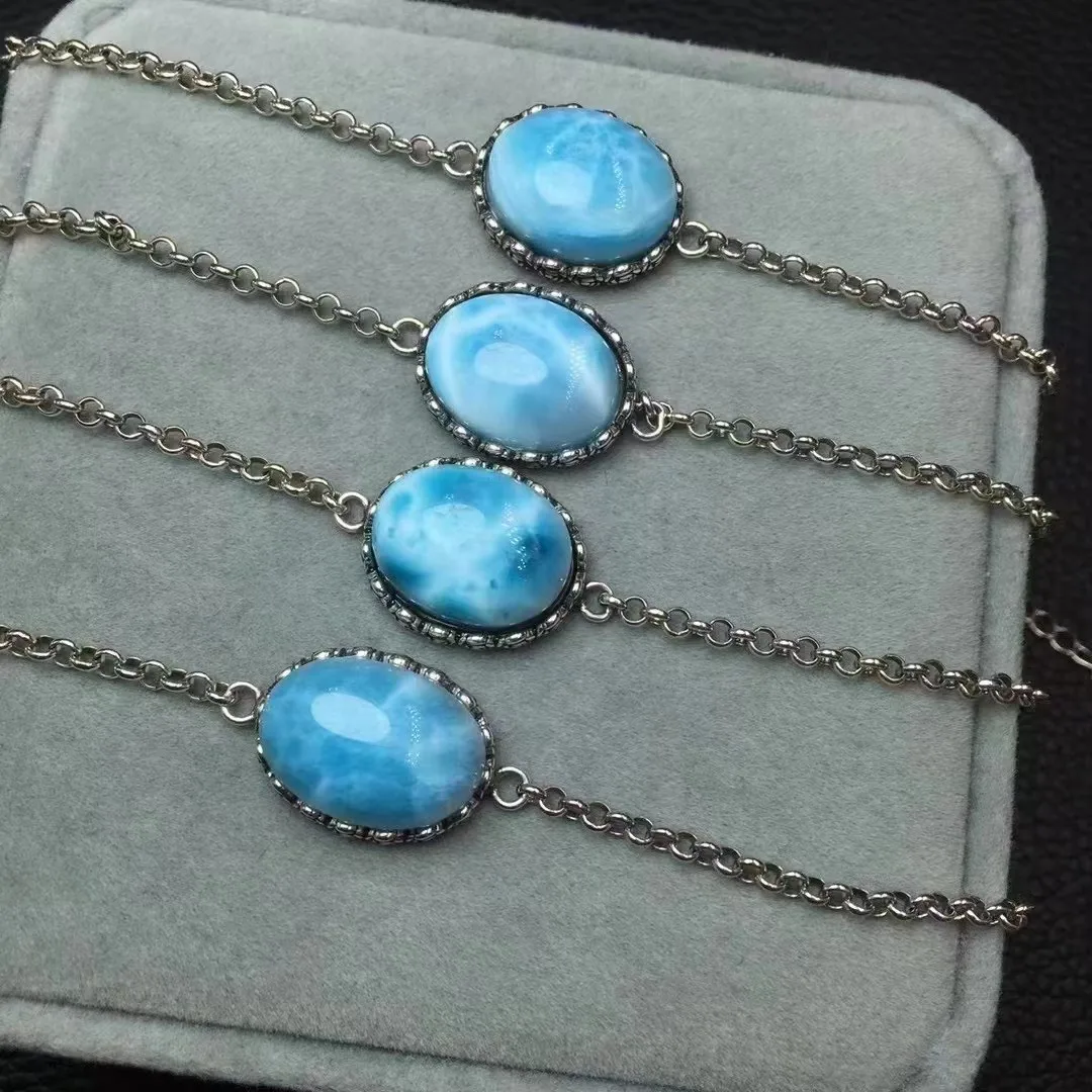 

Unit One Bracelet 925 Silver With Customzied Cost Creative Natural Larimar Crystal Healing Bracelet Fashion For Jewelry Gift