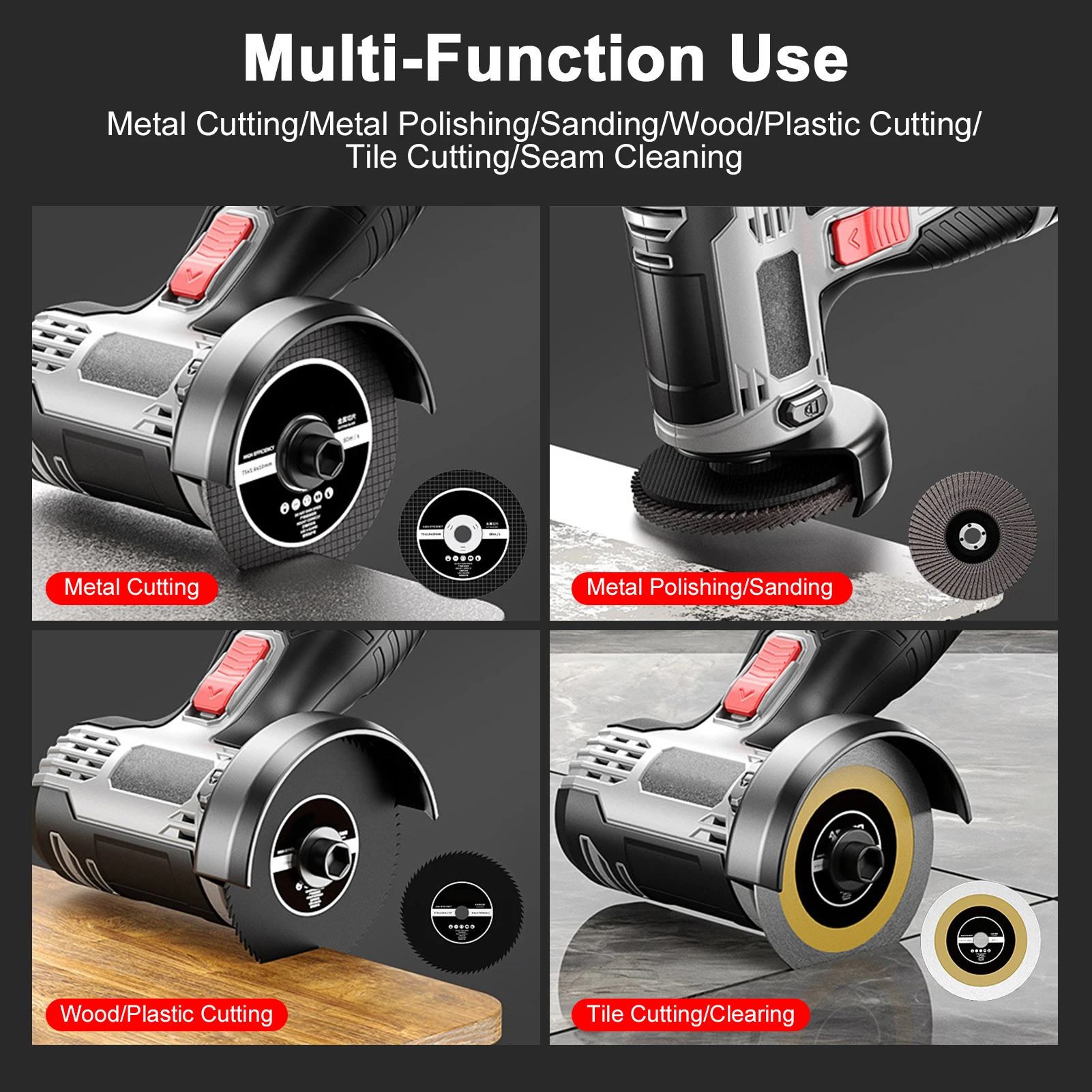 Brushless Angle Grinder 28000RPM Cordless Angle Grinder Electric Grinding Tool Mini Angle Grinder with 16.8V 2*1500mAh Battery