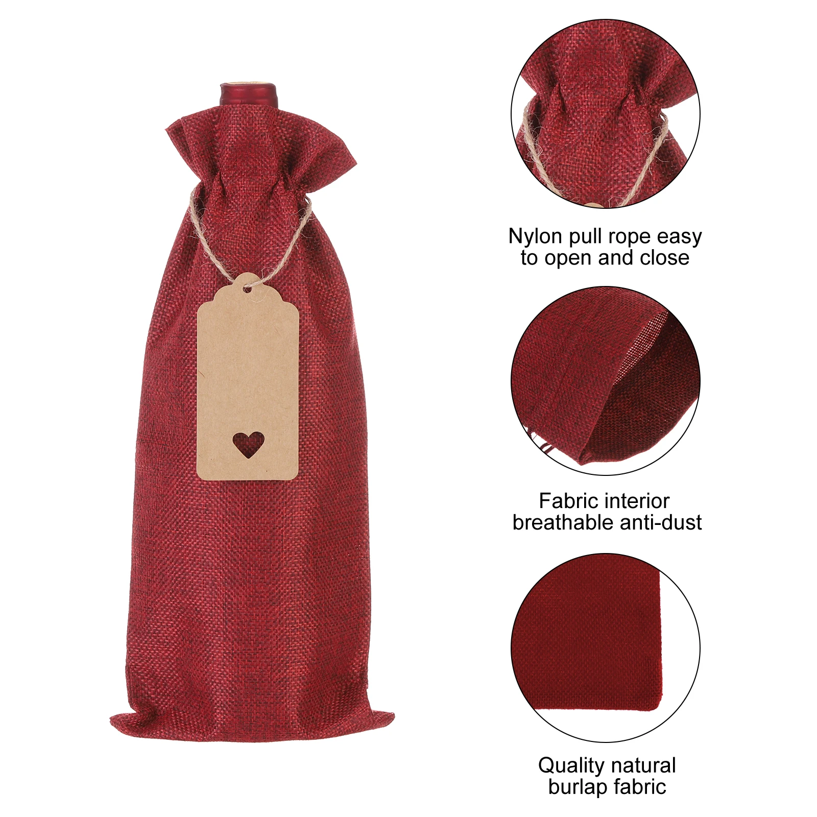 12pcs Burlap Wine Bags with Drawstrings, Reusable Gift Bag Pouches with Tags, Durable W... - SKU BWBD1902 - UGI Packaging