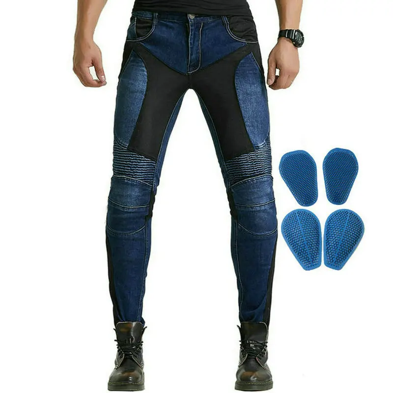 

Loong Biker Motorcycle Summer Riding Pants Mesh Breathable Locomotive Jeans Knight Daily Cycling Protective Slim Casual Trousers