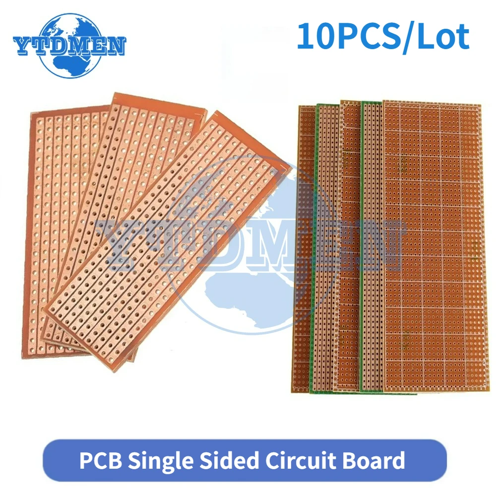 10PCS 스트립보드 PCB 보드 2.5x6.4cm / 6.5x14.5cm 단일 측면 회로..