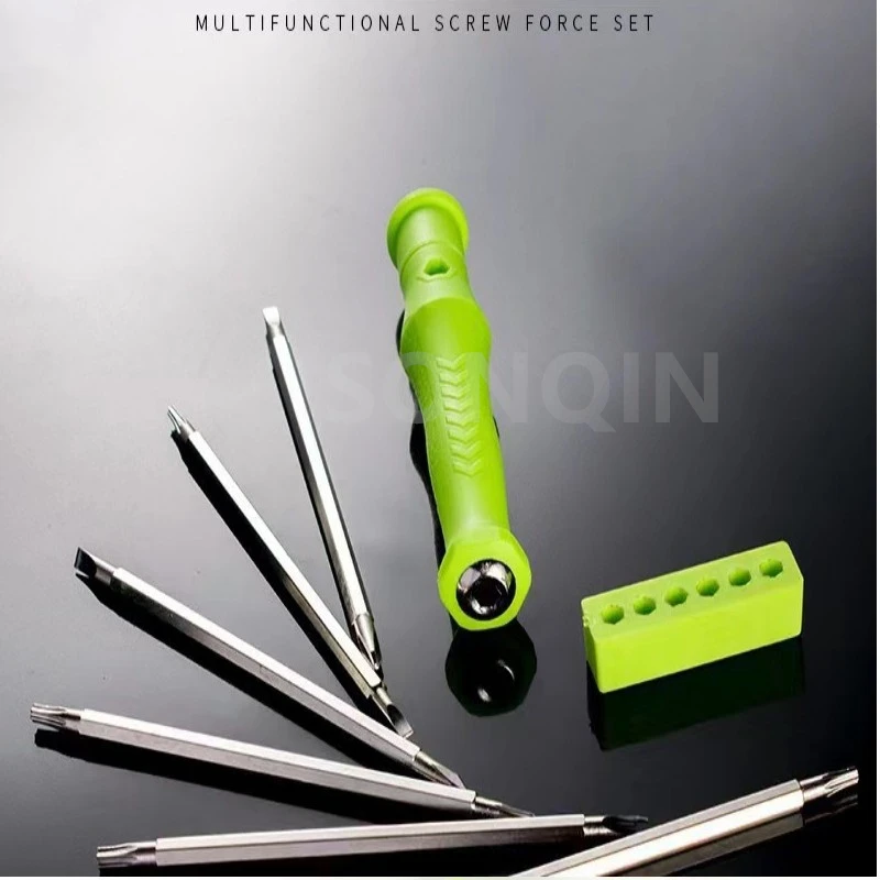 6 in 1 Screwdriver Set Magnetic Precision Double-Head Bits Adjustable Torx Cross Screw Drivers Portable Household Tools