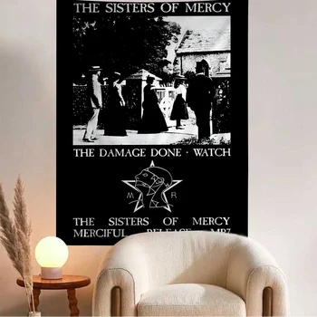 The Sisters of Mercy Arazzo colorato da appendere alla parete, tarocchi hippie, tappeti da parete, dormitorio, decorazioni per la casa 1
