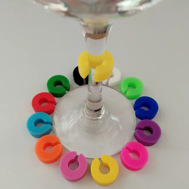 GHKLNY Silicone Wine Glass Charms - Set Of 6 Flower Drink Markers For Parties - View #3