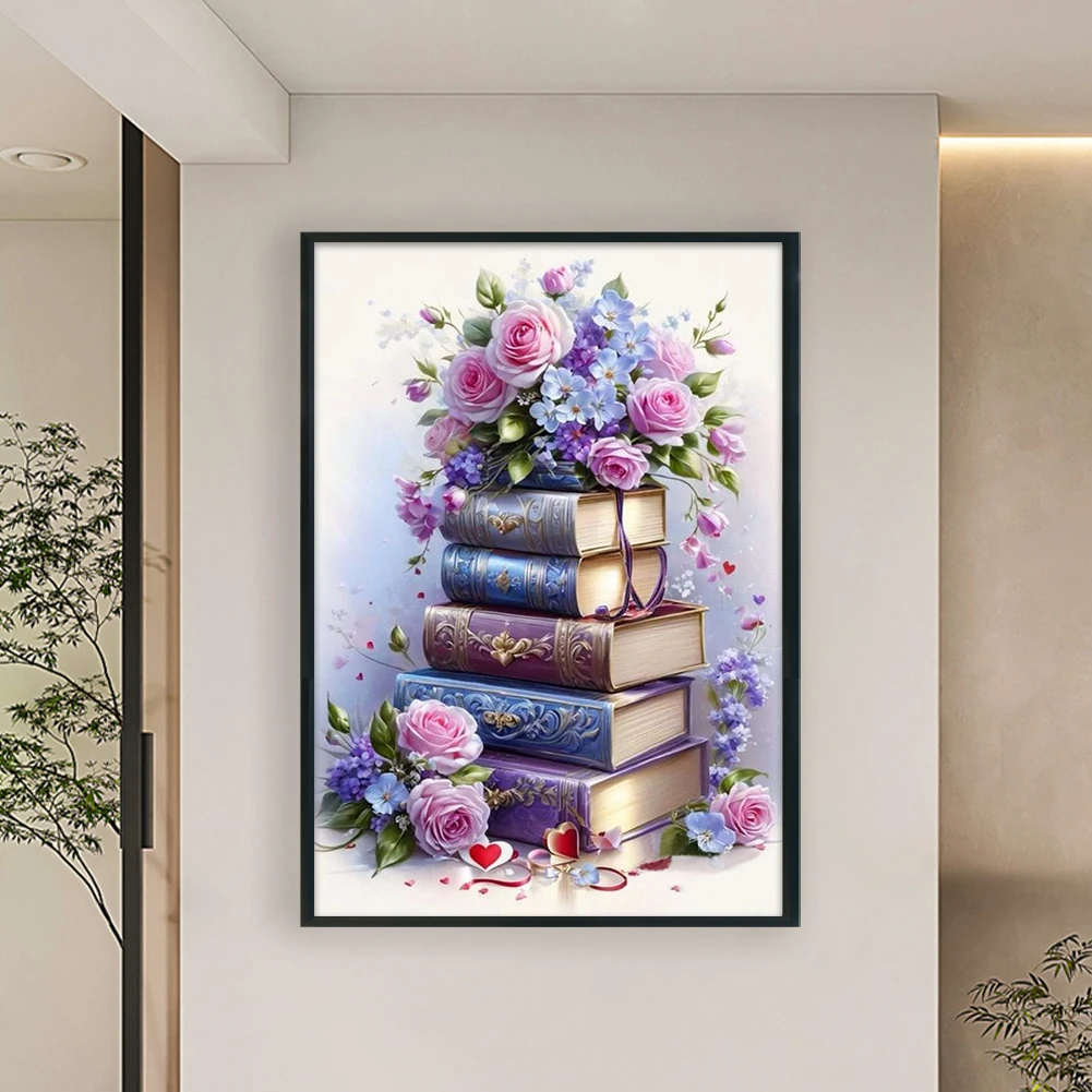 풀 자수 면사 11CT 프린트 플라워 크로스 스티치 키트 40x60cm