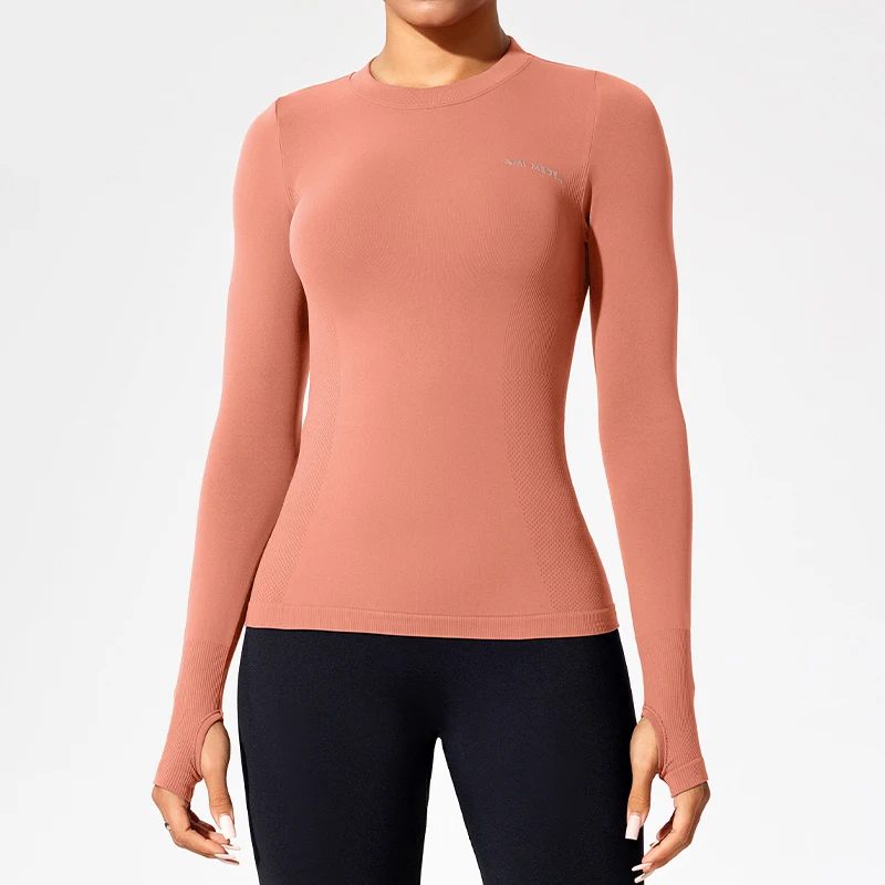 Nylon Training Wear Seamless Workout Top T Shirt Womens Activewear Slim Fit WomenSports Long Sleeve T Shirt Ladies Tops