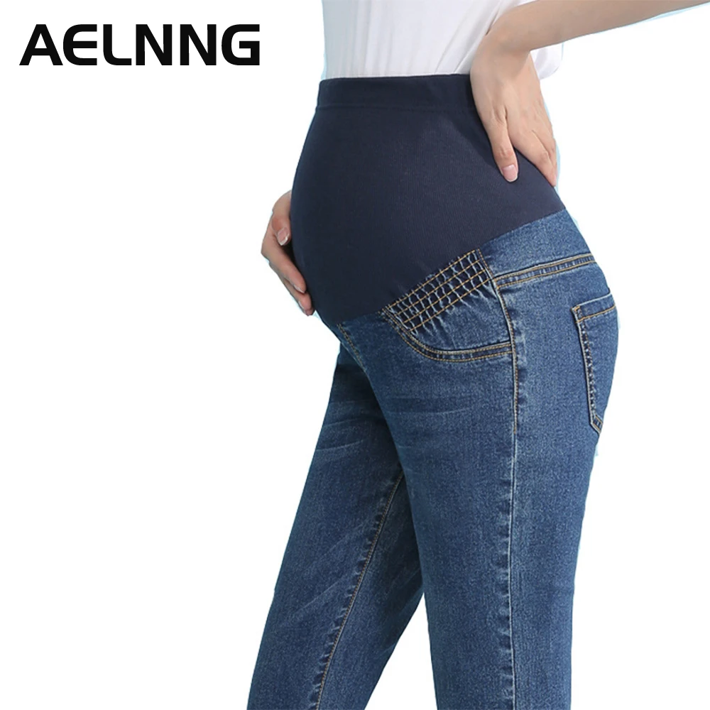 

Pregnancy Abdominal Pants Adjustable High Waist Stretch Jeans Pregnant Women Trousers A9045