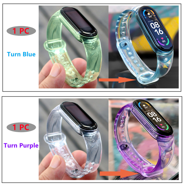Color Change Strap For Xiaomi Mi band 5 6 Replacement Smart watchband Bracelet for Mi band 6 5 Strap Wristbands Pulseira