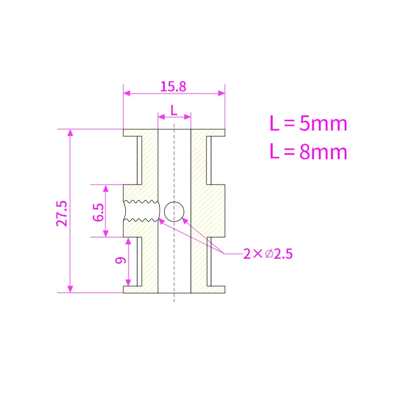 

5pcs GT2 Timing Pulley 20tooth Bore 5mm 8mm Synchronous Double Round-Headed Wheel Gear For 3D Printer Parts GT2 Blet