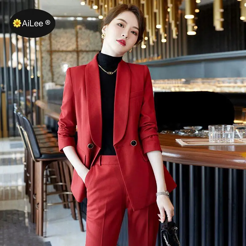 Elegant Shawl Collar Fashion Women Blazers Autumn Temperament Long Sleeve Luxury Formal Jacket Office Ladies Work Wear Coat