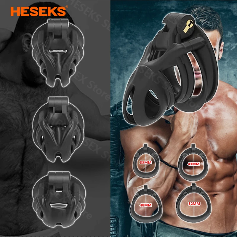 HESEKS New Python V7.0 EVO Cage Mamba Male Chastity Device Double-Arc Cuff Penis Ring 3D Cobra Cock Adult Sex Toys 18+
