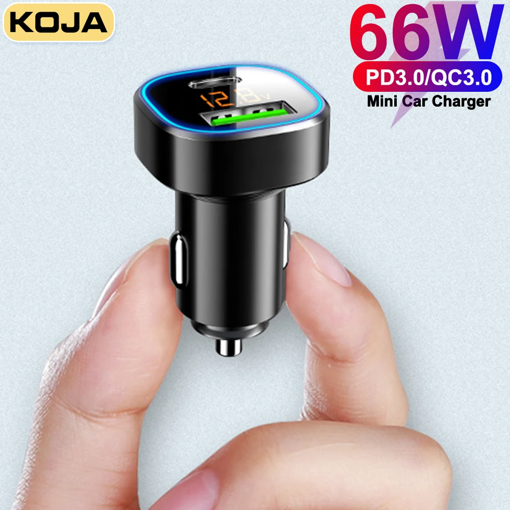 

KOJA 66W USB C Car Charger Quick Charge 3.0 Type-C PD 3.0 20W For IPhone 13 14 Huawei Samsung Tablet Xiaomi 13 12 Mobile Phone