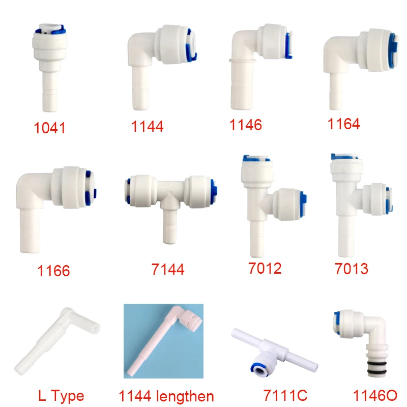 RO Water Plastic Pipe Fitting Straight/Elbow/Tee 1/4" 3/8" Hose OD To 1/4" 3/8" Pipe Reverse Osmosis System Quick Connector