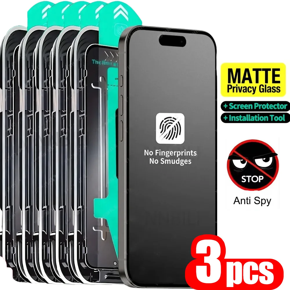 3 יחידות סרט פרטיות מט לאייפון 17 פרו מקס 16 11 12 15 13 14 פלוס XR X Xs SE מגן מסך מלא נגד ריגול ואבק